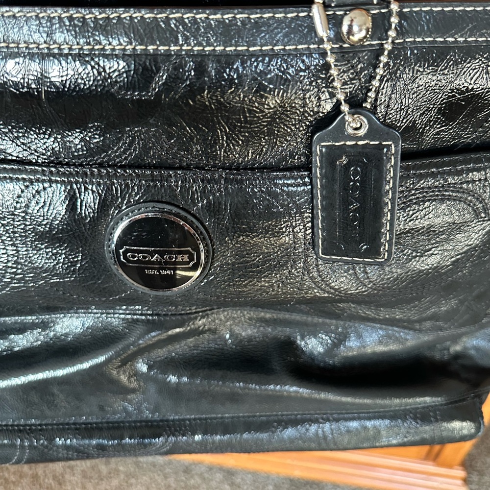 Coach Shiny Black Leather Diaper Bag - GUC - Picture 3 of 8